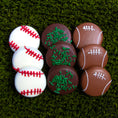 Load image into Gallery viewer, Sports Ball Chocolatey Dipped Sandwich Cookies