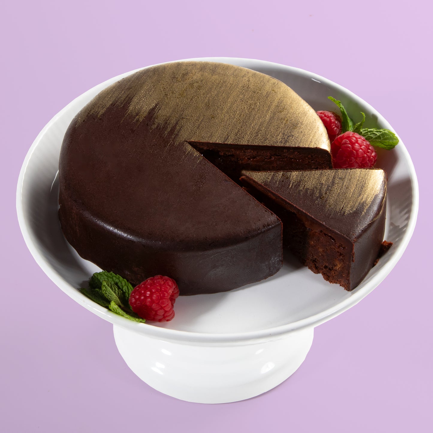 Raspberry & Dark Chocolate Gilded Cake