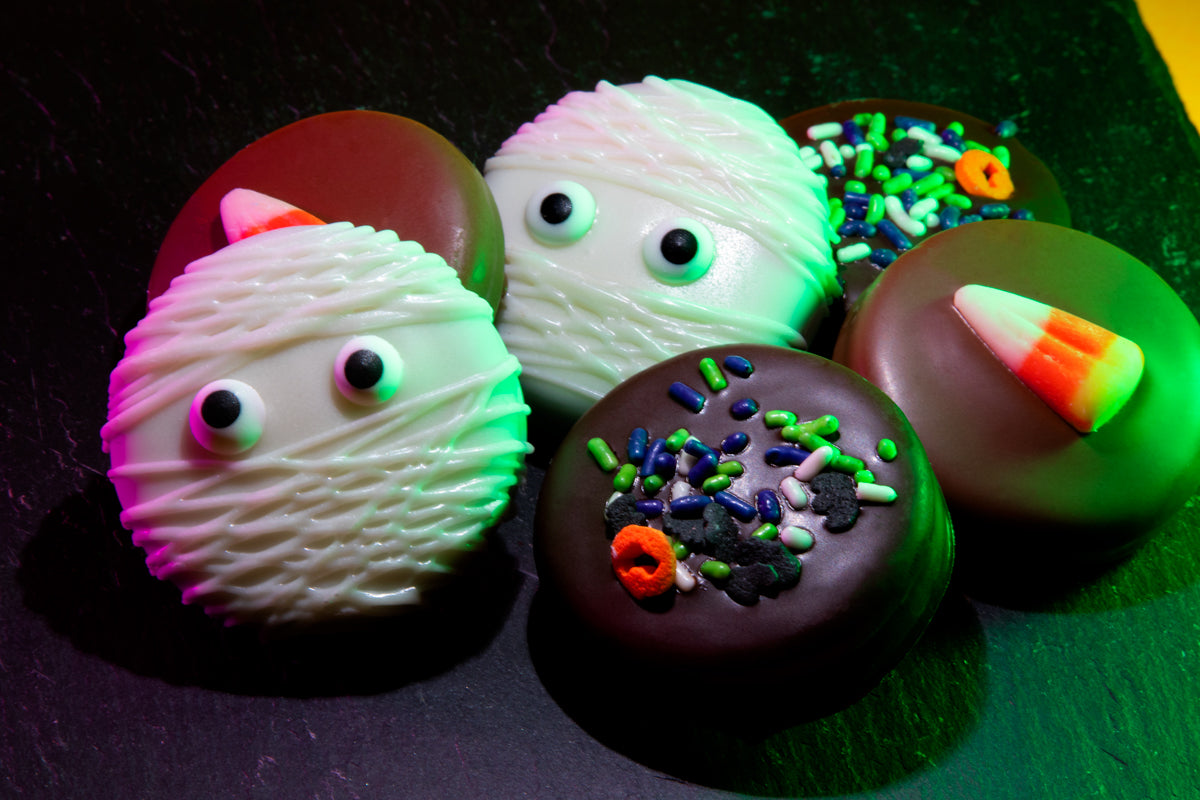 Halloween Chocolatey Covered Sandwich Cookies