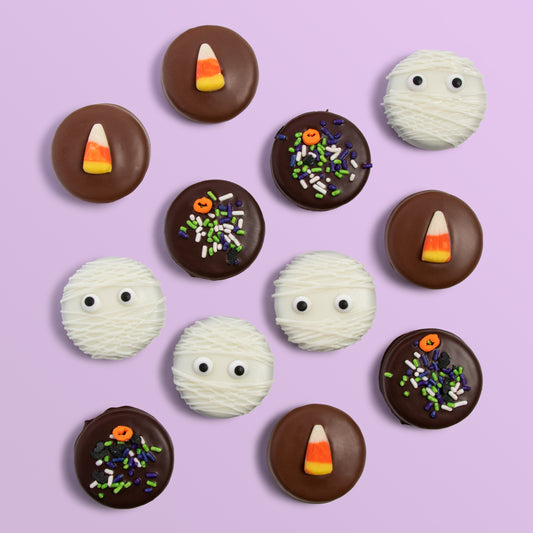 Halloween Chocolatey Covered Sandwich Cookies