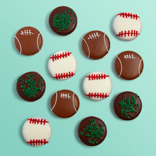 Sports Ball Chocolatey Dipped Sandwich Cookies