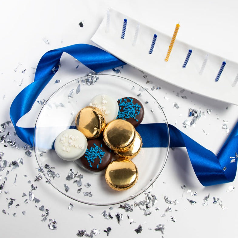 Hanukkah Dipped Chocolatey Covered Sandwich Cookies
